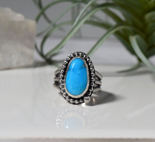Turquoise Sterling Silver Ring featuring Sonoran Rose | Blue Jewelry