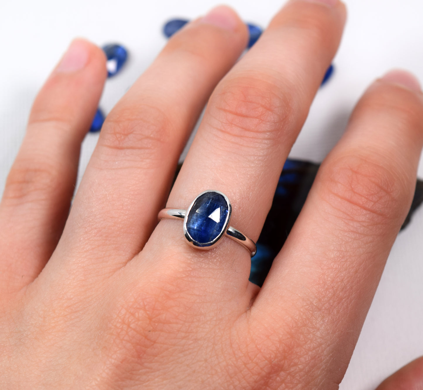 Royal Blue Kyanite Sterling Silver Ring | Choose Your Stone | Custom Made To Size