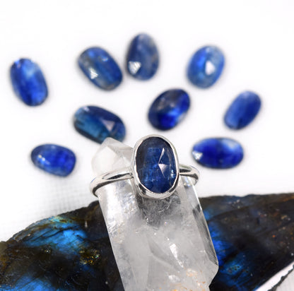 Royal Blue Kyanite Sterling Silver Ring | Choose Your Stone | Custom Made To Size