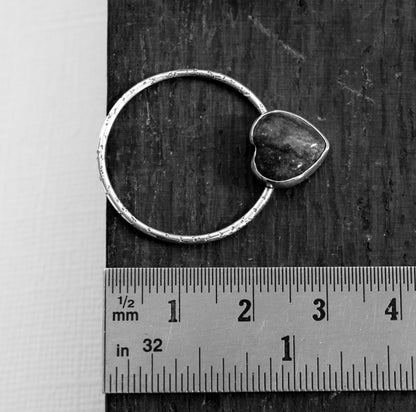 Lapis Lazuli Heart Sterling Silver Earrings | Circle Hoop Post Earrings