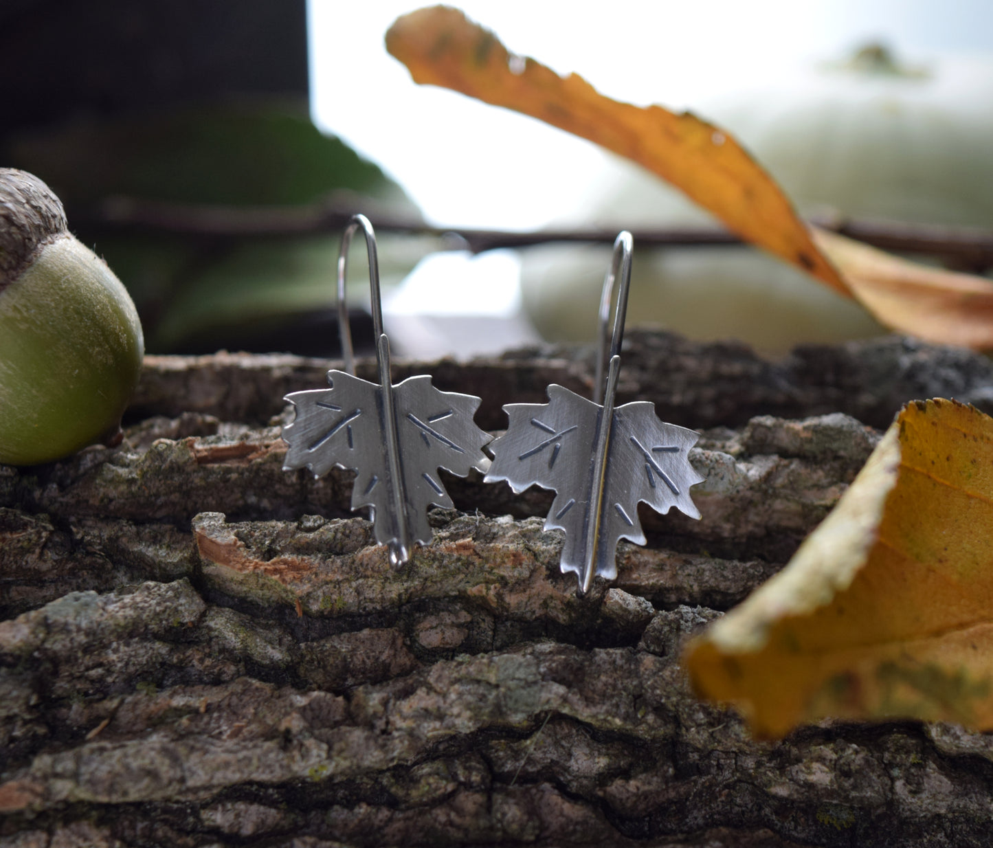 Maple Leaf and Garnet Earrings | Sterling Silver Convertible Earrings