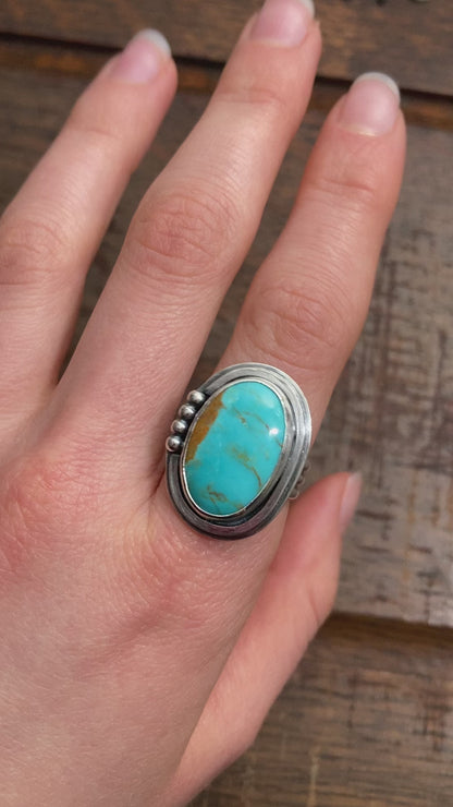 RESERVED Turquoise Mountain Turquoise Sterling Silver Ring | Wide Band | Custom Order