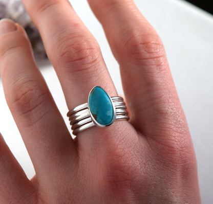 Turquoise & Sterling Silver Stacking Ring SET | ROYSTON Turquoise | Size 7.5, 7.75, 8