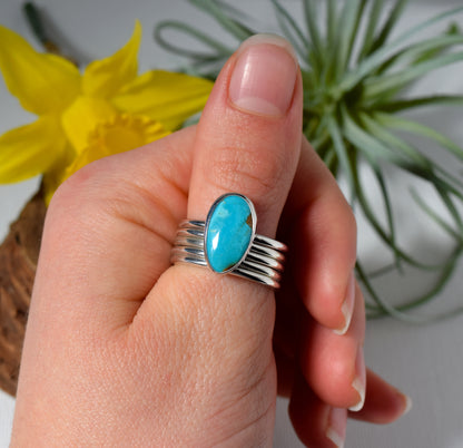 Turquoise & Sterling Silver Stacking Ring SET | ROYSTON Turquoise | Size 7.5, 7.75, 8