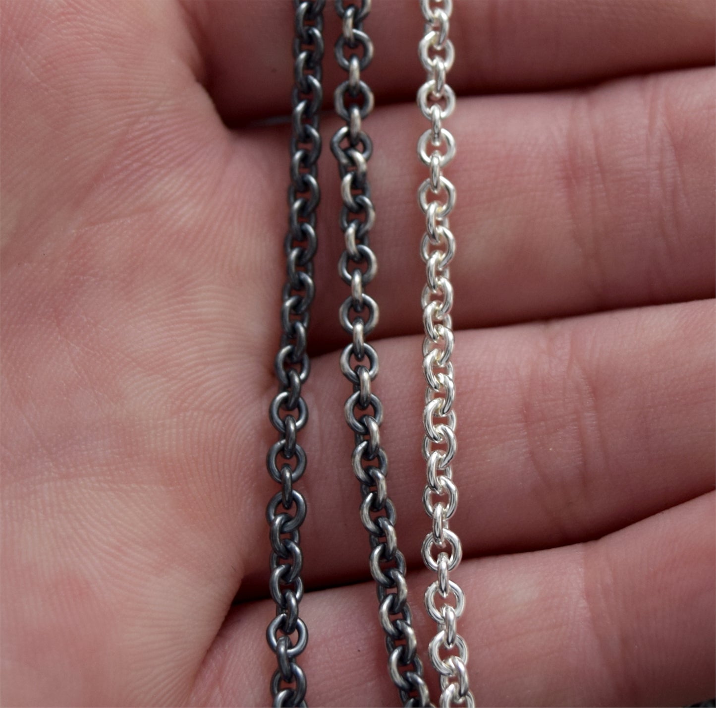 Sterling Silver Chain, Bright|Oxidized Solid Sterling Silver Chains, Silver Jewelry, Wear Alone or Put Pendant On It, .925 Eco Friendly